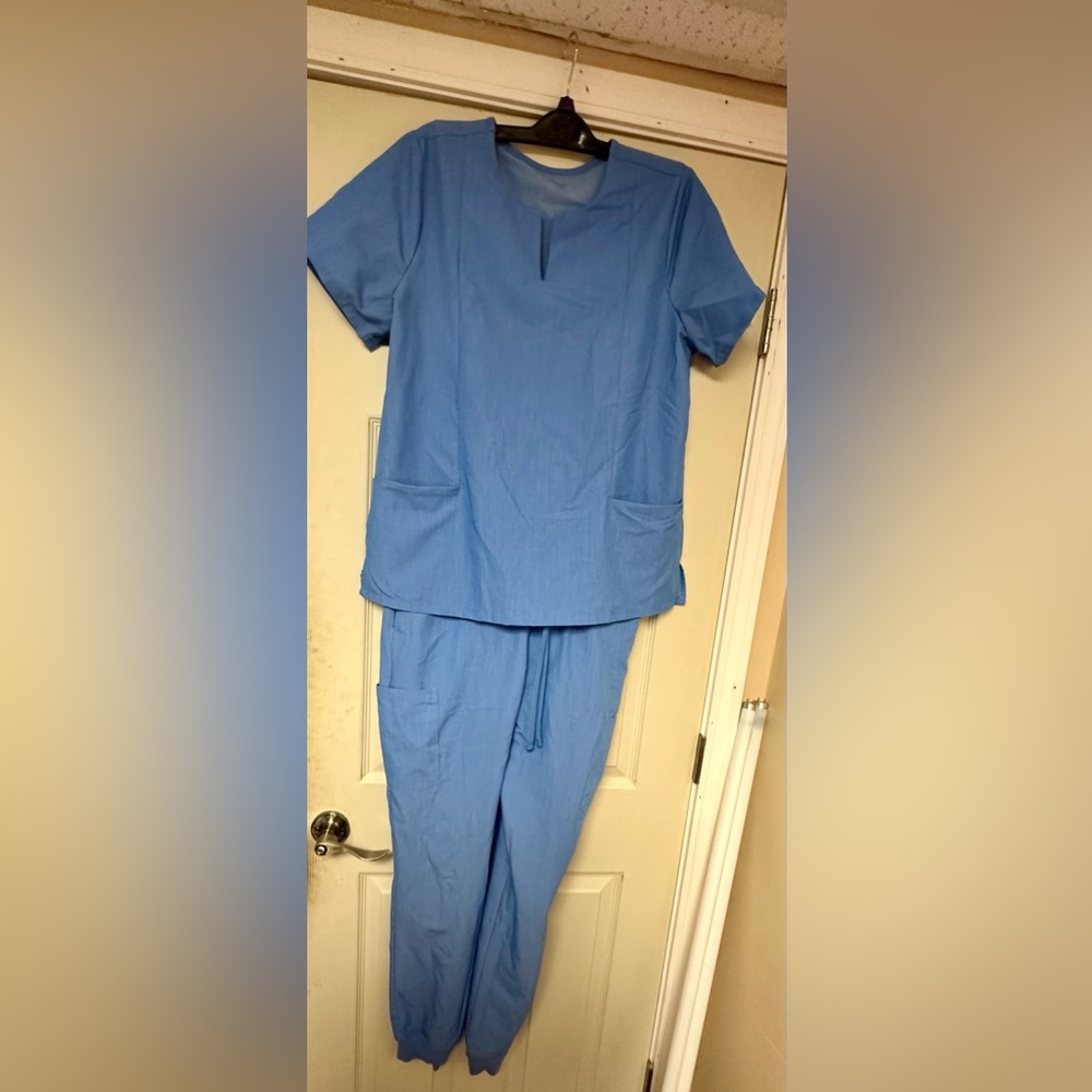 3 piece mandala heather blue scrub set M/L
